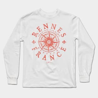 Rennes, Brittany, France, Compass Long Sleeve T-Shirt